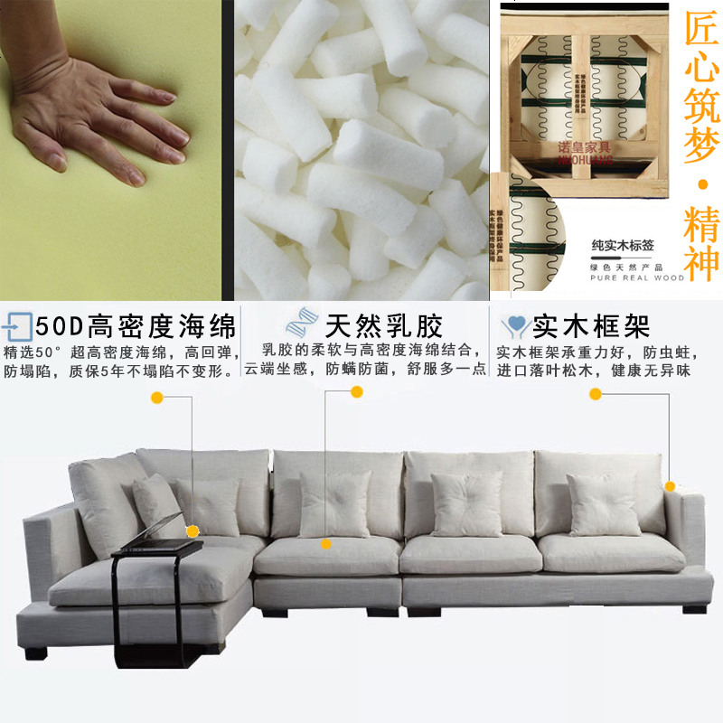 北欧布艺沙发小户型简约现代客厅日式乳胶沙发组合整装三人可拆洗高清大图