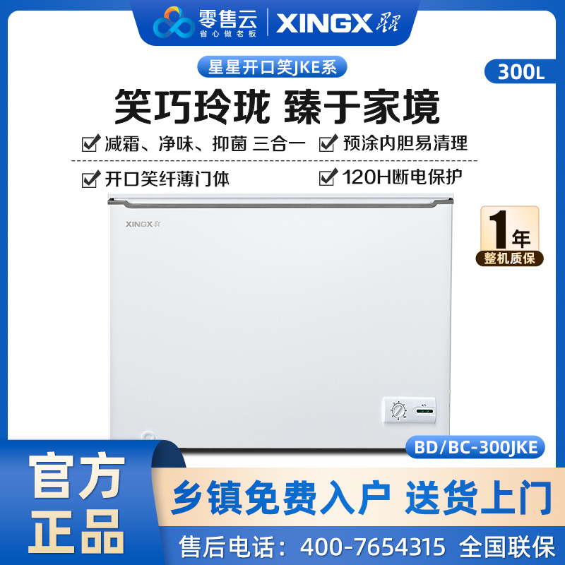 星星（XINGX）300升家用商用减霜净味冰柜 冷藏冷冻转换冷柜 节能顶开冰箱 BD/BC-300JKE