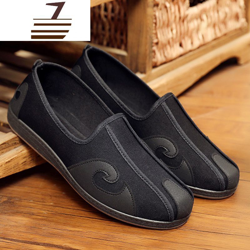 尗卡复古男国风祥云禅修居士鞋低帮民族刺绣懒人鞋帆布鞋