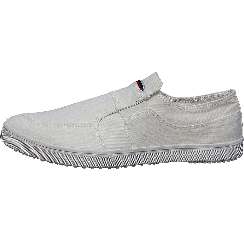 ideamini一步赢白色帆布鞋男韩版透气休闲一脚蹬懒人男布鞋bby小白鞋