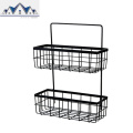铁艺厨房调料架免打孔浴室置物架收纳篮双层挂篮储物架_3_671