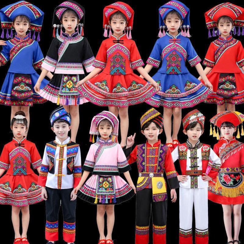 男童a[小老虎] 110 儿童民族服装壮族舞蹈服土家族彝族女装舞台装苗族