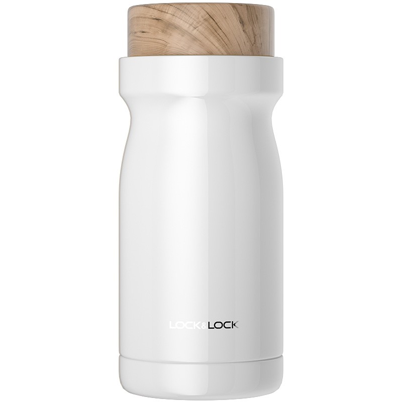 乐扣乐扣(LOCK&LOCK) 牛奶保温杯女保温杯男木纹盖316不锈钢带茶网水杯子 300ml 白色 LHC4221