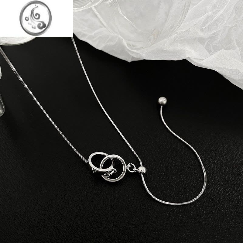 JiMi环扣流苏项链2023年新款高级小众抽拉设计锁骨链百搭气质毛衣链女图片