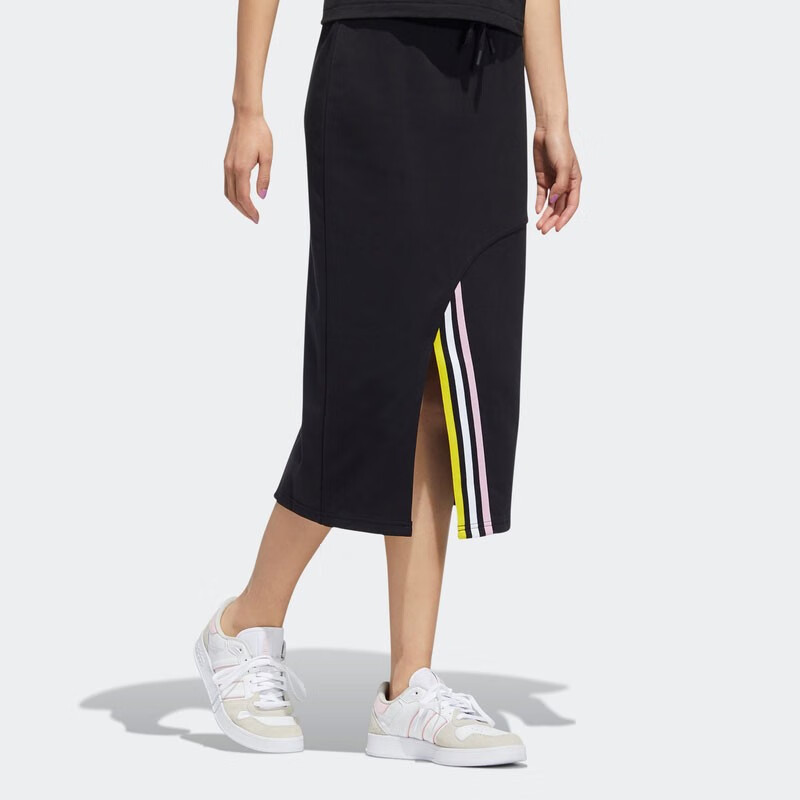 ADIDAS/阿迪达斯NEO新款女子休闲针织侧开叉半身裙