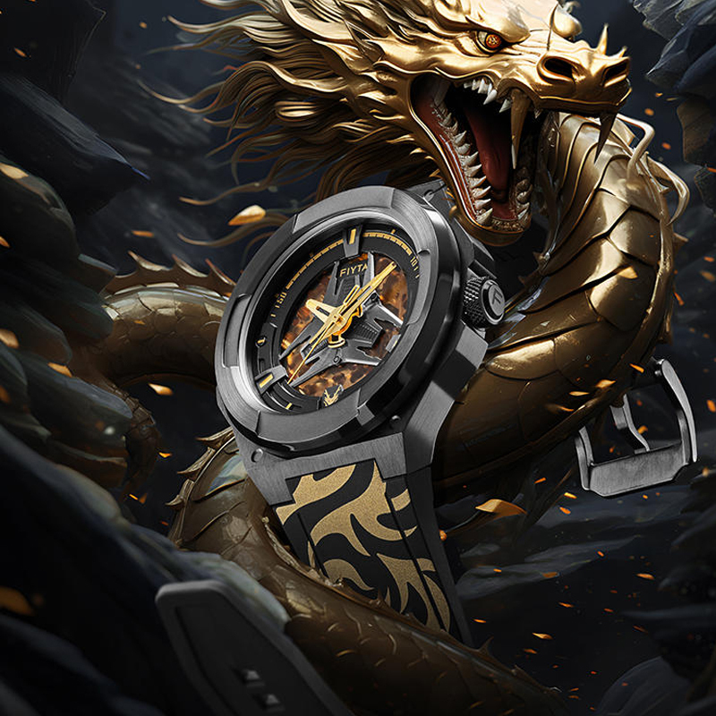 飞亚达星际系列国潮金龙主题机械手表男腕表夜光ga35016bbb