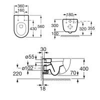 ROCA乐家卫浴壁挂式马桶家用挂墙式坐便器直冲/纽瑞/盖普
