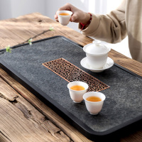 領藝 乌金石茶盘茶托整块天然石头茶海功夫茶台不含茶具 卧龙吟60x30