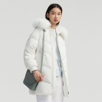 波司登2020新款女羽绒服女温柔莫兰迪色抽绳狐狸毛B00145236