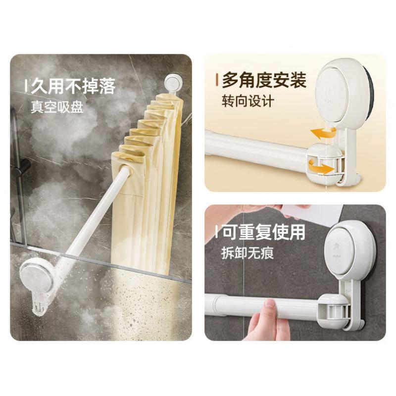 太力吸盘免打孔伸缩杆浴帘落地窗晾晒衣杆衣柜挂衣支撑金属杆1个装高清大图
