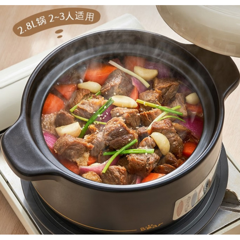 小熊(Bear)砂锅砂锅煲汤锅炖锅燃气灶陶瓷锅宽口家用沙锅2.8L【适合2~3人】CP-G0070-P02
