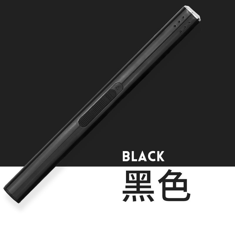 香薰蜡烛电子点火器香氛点火枪厨房家用燃气可充气加长打火机棒-黑色