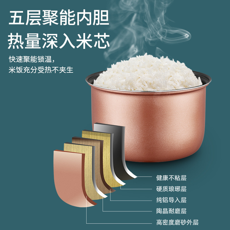 家實(JIA Shi) 智能电饭煲2.5L家用多功能电饭锅小型小家电电器蒸饭锅礼品锅煲北欧绿