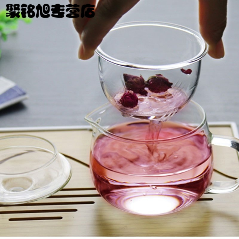 单人办公室高温玻璃迷你花茶泡茶壶透明功夫茶具小号茶壶过滤生活日用家居器皿水具水杯创意简约玻璃杯