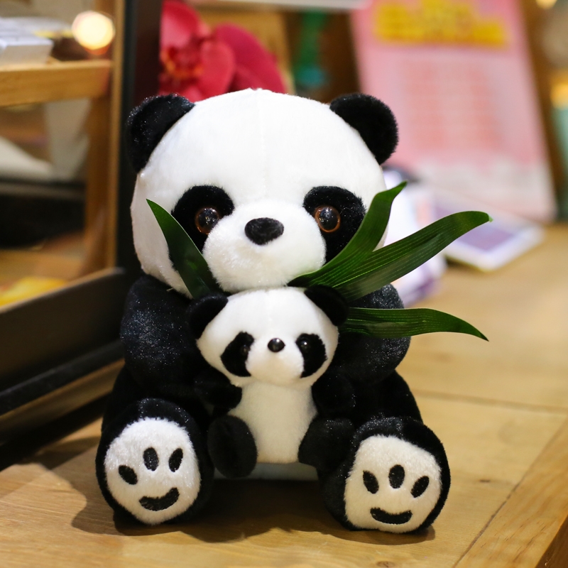 智扣小熊猫公仔抱竹子陪睡抱抱熊毛绒玩具动物玩偶仿真挂件布娃娃