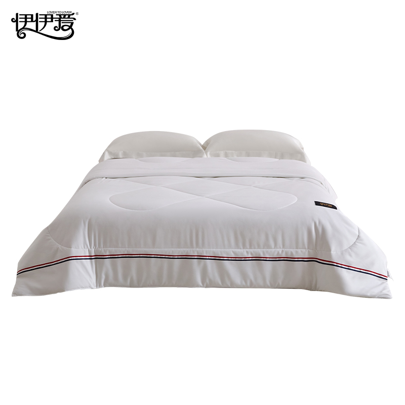 伊伊爱 经典线条S抗菌防螨磨毛春秋被 白色 YJD25361S/150*200cm