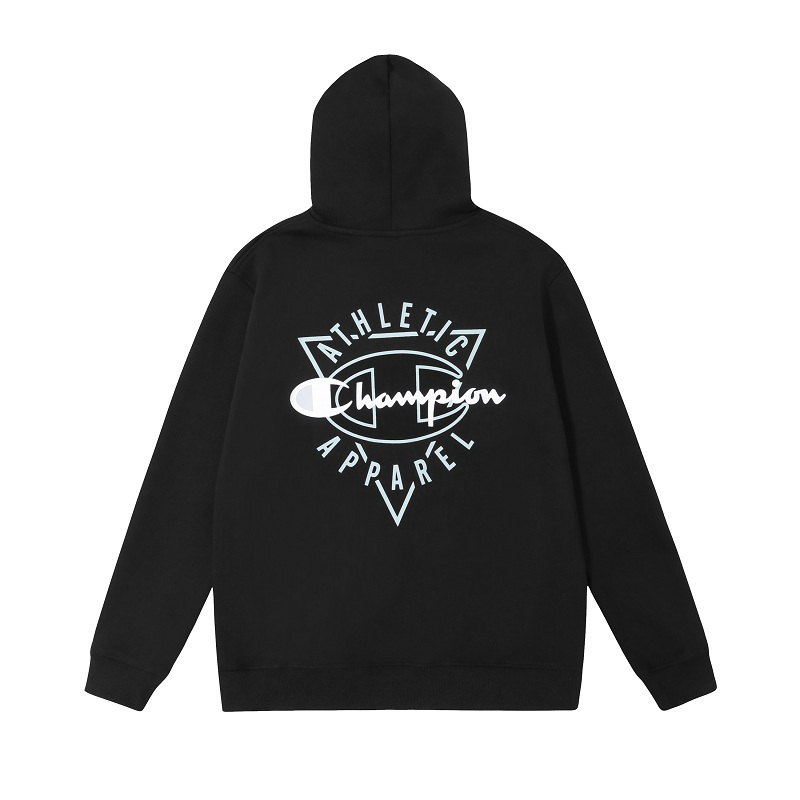 champion冠军上衣秋冬新款刺绣草写logo印花连帽加绒休闲卫衣