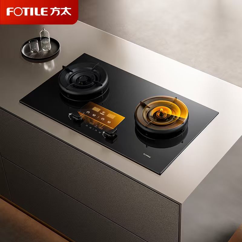 方太燃气灶全新升级嵌入式灶具天然气5.2kW猛火70%热效率定时防干烧可联动 气源可选 [黑色]03-TEK20