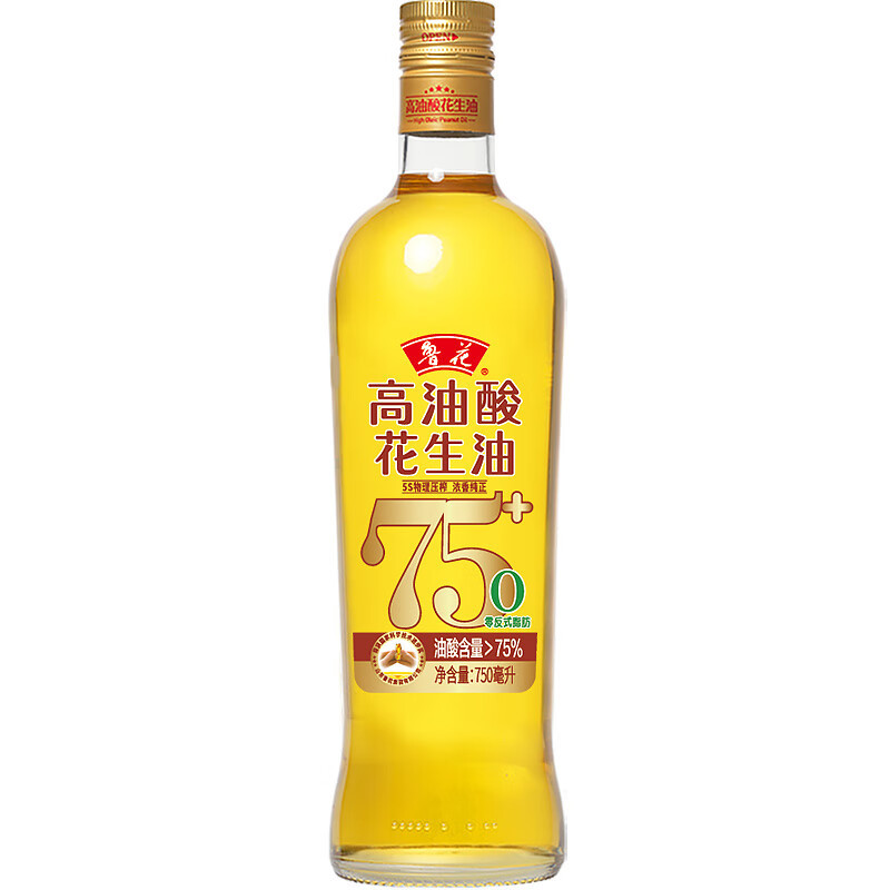鲁花 食用油 5S 物理压榨 高油酸花生油750ml高清大图