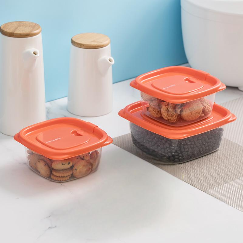 茶花 贝格保鲜盒460 460ml 正方形 3个/套高清大图