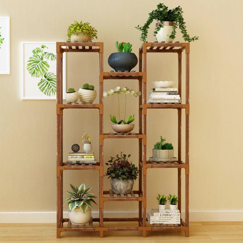 室内绿萝多肉简易花盆架子 实木质客厅吊兰花架置物架多层阳台