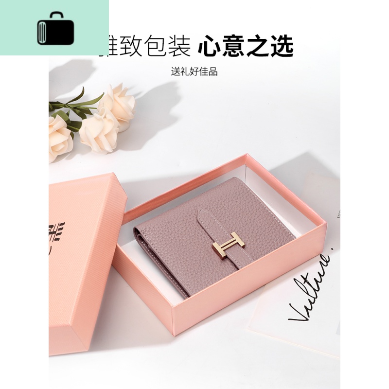 钱包女短款皮简约折叠两折女士2020新款小钱夹皮夹防盗刷卡包薄NEW LAKE高清大图