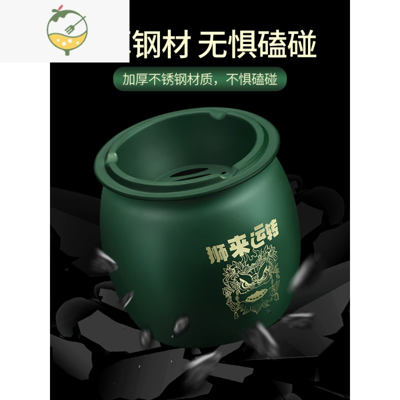 YICHENG烟灰缸家用客厅卧室防飞灰办公室高级感创意个性潮流防摔漏斗轻奢 升级款[绿]狮来运转+防滑垫