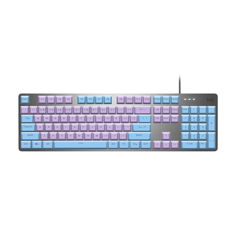 罗技(Logitech) K845青轴+蓝色键帽+紫色键帽有线全尺寸笔记本电脑电竞吃鸡游戏办公机械键盘