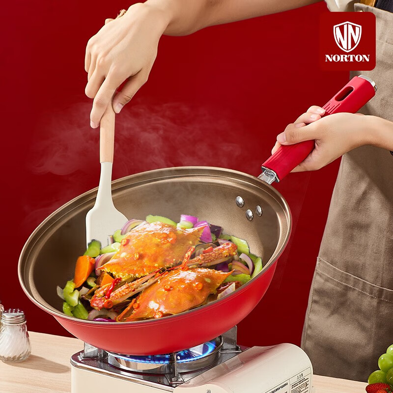 诺顿(NORTON) 红钛微压不粘炒锅 1JHT032高清大图