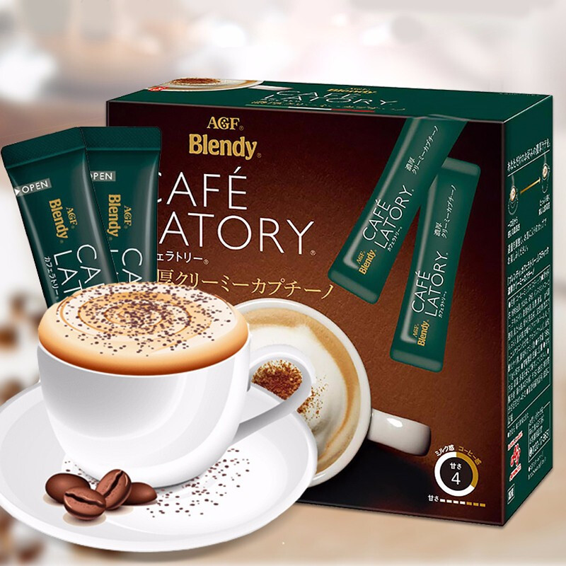 日本进口 AGF Blendy Latory浓厚卡布奇诺咖啡196.2g大盒