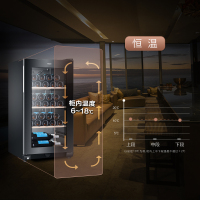 海尔(Haier)35瓶酒柜冷藏储酒小冰箱 曜石黑外观 恒温恒湿 电子精准控温 低震降噪 榉木酒架 专业酒柜 WS035