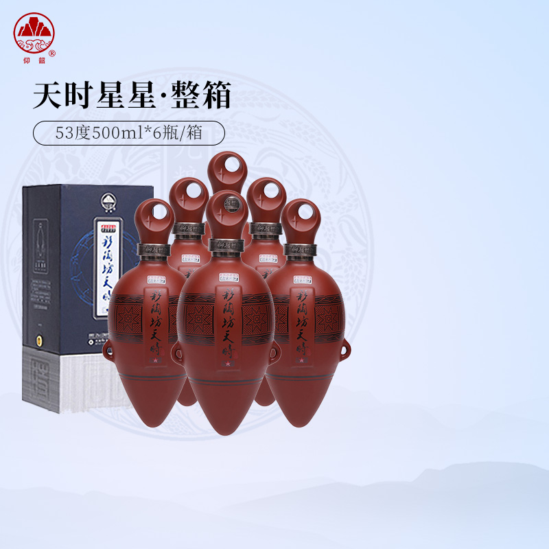 [酒厂自营]仰韶彩陶坊天时星星白酒陶香型 53度 500ml 九粮四陶 整箱