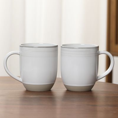 苏氏陶瓷(SUSHI CERAMICS) 暗纹马克杯咖啡杯夏天凉水杯牛奶杯陶瓷杯子2个装 灰色