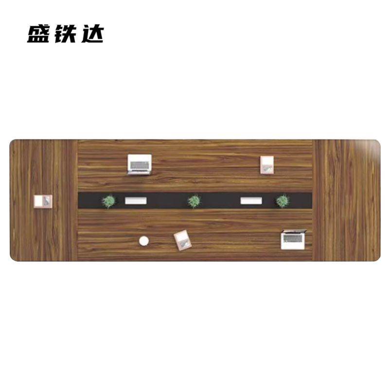 盛铁达 四脚胡桃色会议桌2400*1200*750mm STD-XTHY11 张高清大图