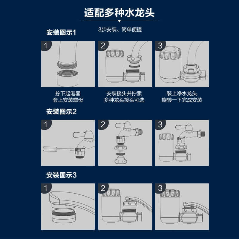 [1机6芯套装]angel/安吉尔水龙头过滤器净水器家用水龙头净水器自来水