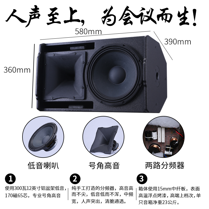 斯维基尼VR-12专业会议室音响套装多功能厅报告厅清吧音乐餐吧舞蹈室健身房音响12寸 音箱套装