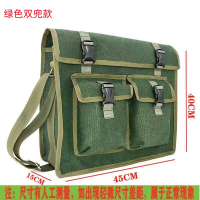 铁青帆布包 I7/个 绿色双兜款