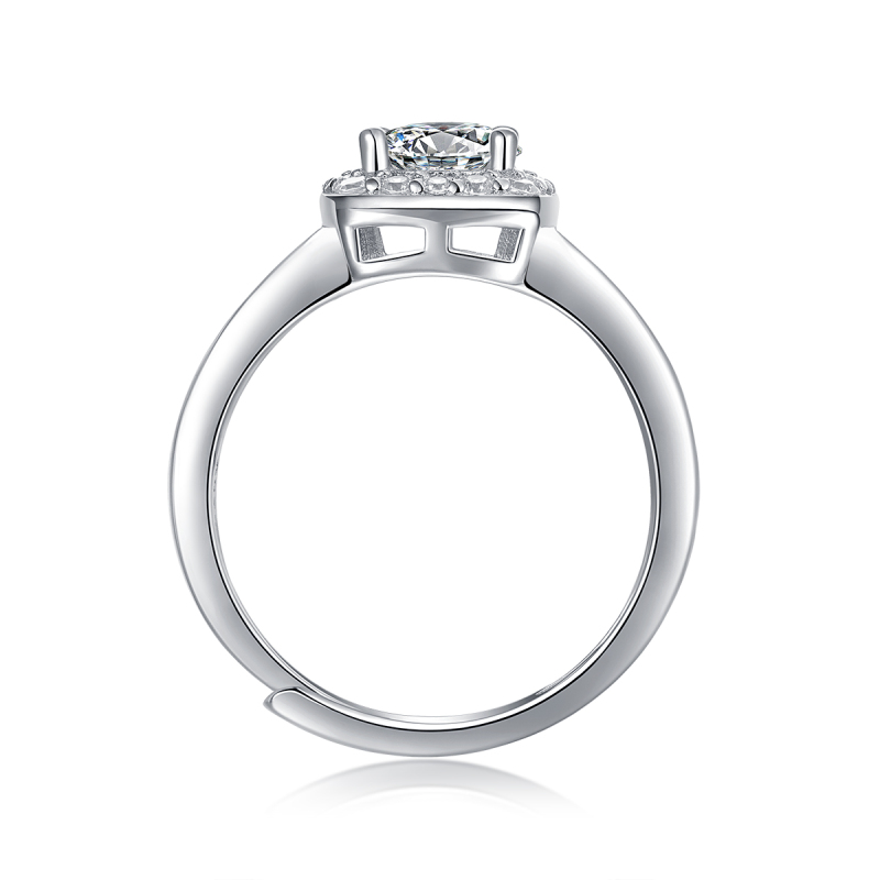 玖钻珠宝 925 银莫桑石戒指 正版小方糖钻戒公主结婚求婚戒指女R13157高清大图