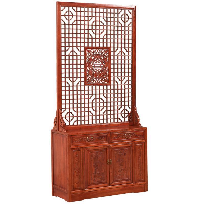 森美人新中式玄关柜隔断实木屏风仿古家具双面花进鞋柜客厅厅酒柜图片