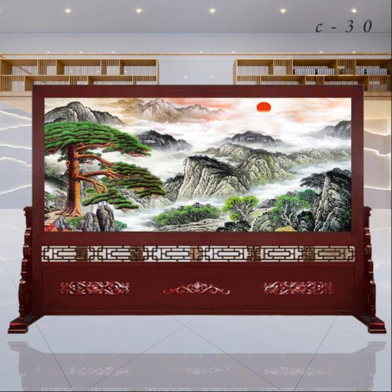 BONJEAN定制中式屏风隔断客厅实木公司办公室玄关酒店大厅家居座屏高清大图