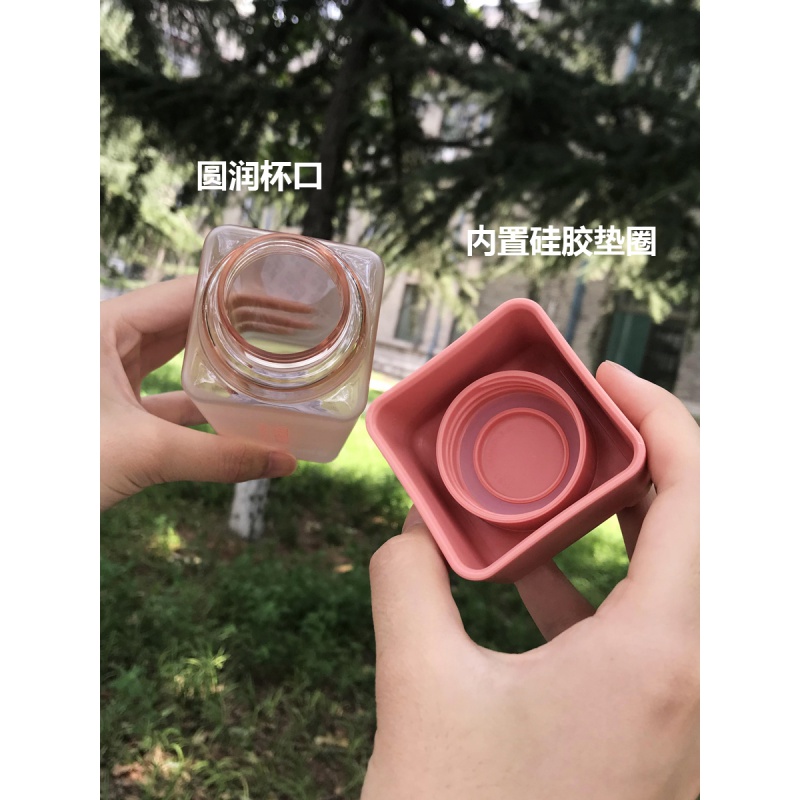 美帮汇方形水杯女神杯子便携森系创意个性潮流简约女学生随身塑料杯高清大图