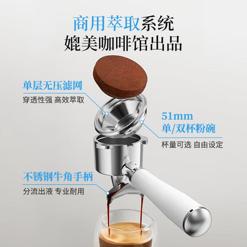 客浦 CP288咖啡机家用小型意式浓缩专业全半自动蒸汽打奶泡办公室20Bar 咖啡机高清大图