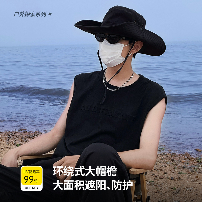 西部牛仔帽子女夏季大檐露营渔夫帽防晒遮阳户外爬山登山徒步帽营高清大图