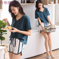 睡衣女夏套装纯棉短袖两件套少女韩版清新学生可外穿薄款家居服女