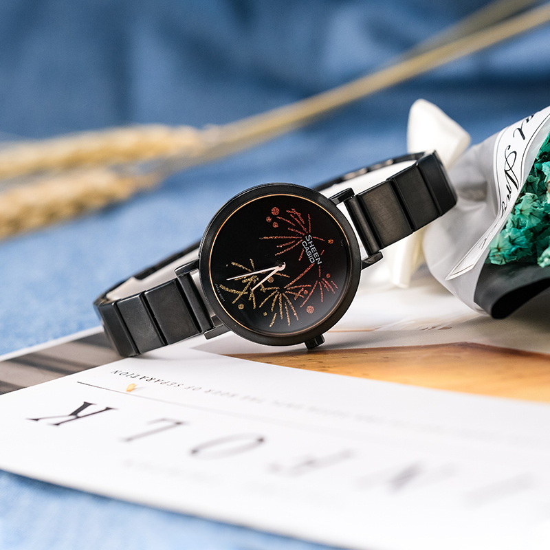 casio卡西欧手表女正品防水女表sheen蓝宝石石英皮带女士手表石英SHS-C110CGL-7A 石英表 女高清大图