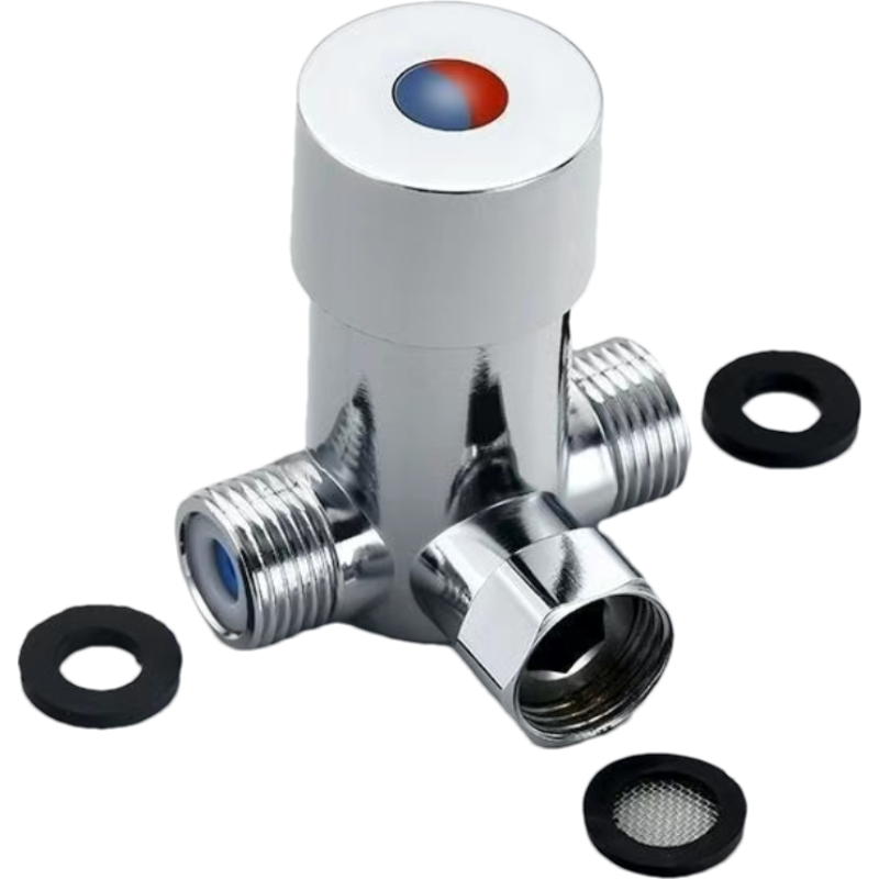 蔚珺铜二进一出调温阀角阀通用型个高清大图