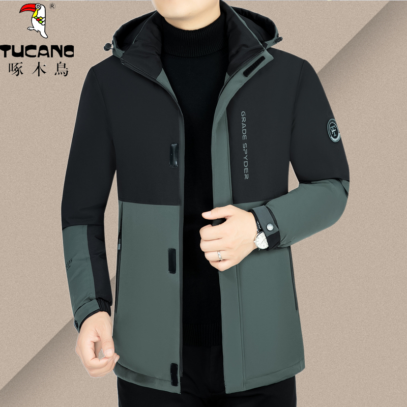 啄木鸟品牌2024新款男士羽绒棉服时尚冲锋衣冬季棉衣男加绒加款高清大图