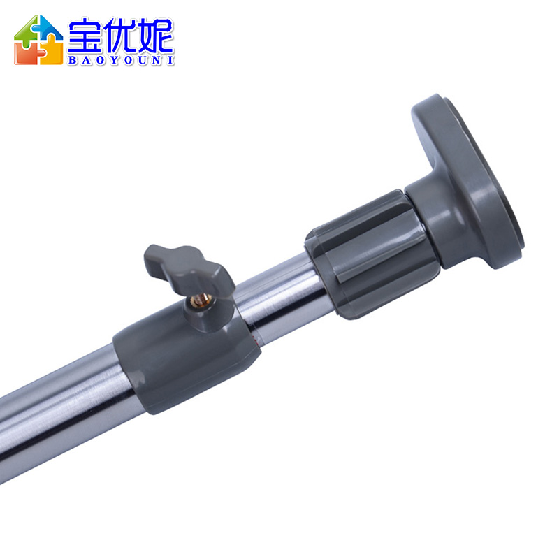 宝优妮 浴室窗帘杆套装免打孔淋浴房横杆卫生间晾衣架伸缩杆浴帘杆1个装送浴帘布 DQ0210 冷灰色高清大图