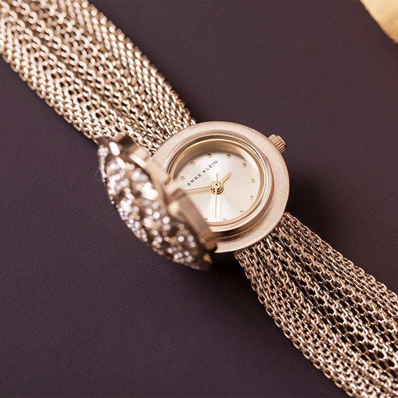 安妮克莱因annekleinak女士手表简约复古水钻群镶个性小表盘手镯手链