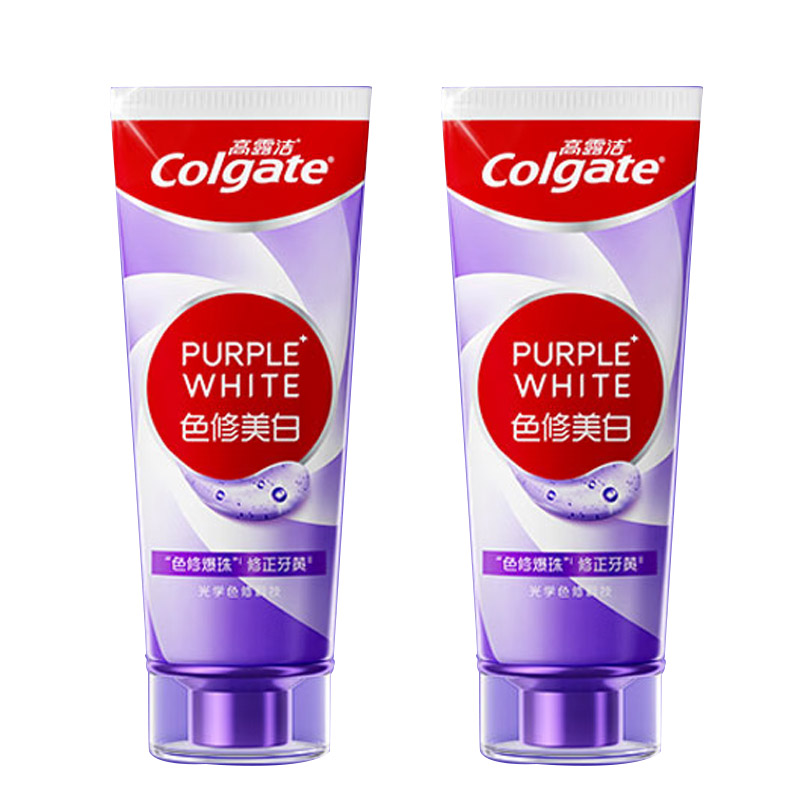 高露洁(Colgate)色修美白牙膏 去牙渍亮白清新 90g*2